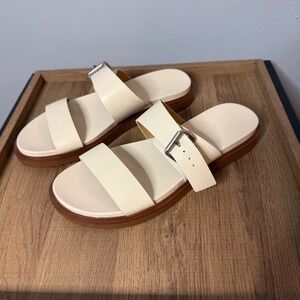 Madewell Cream Double-Strap Slide Sandals with Buckle